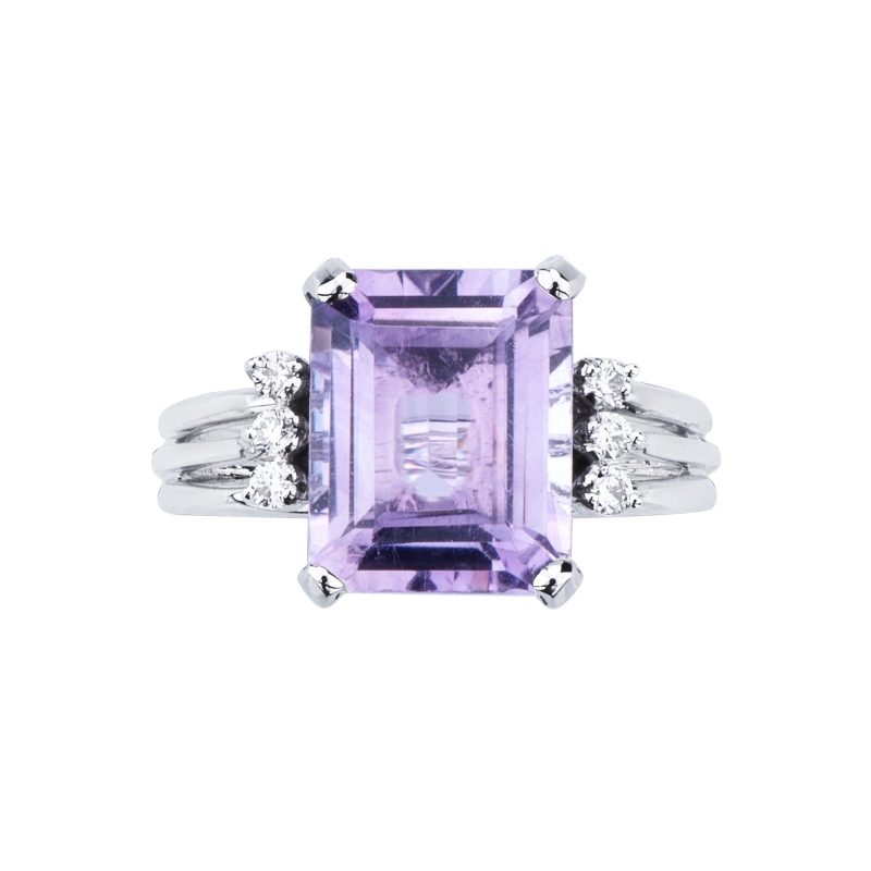 Weißgold 750 Ring mit Amethyst und Brillanten