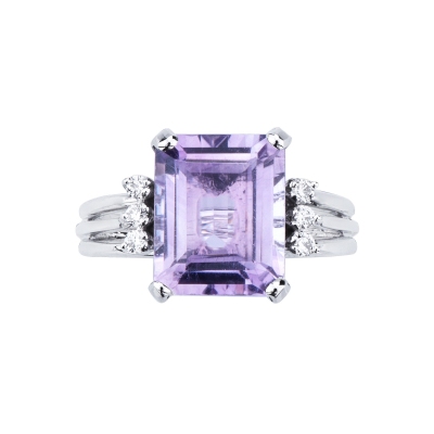 Weißgold 750 Ring mit Amethyst und Brillanten