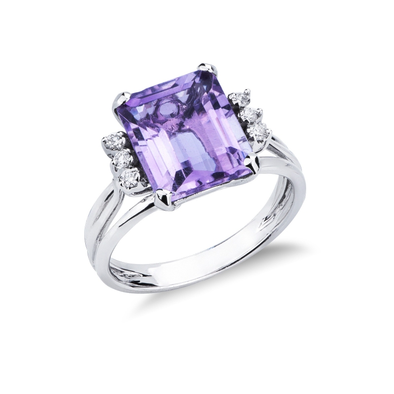 Weißgold 750 Ring mit Amethyst und Brillanten