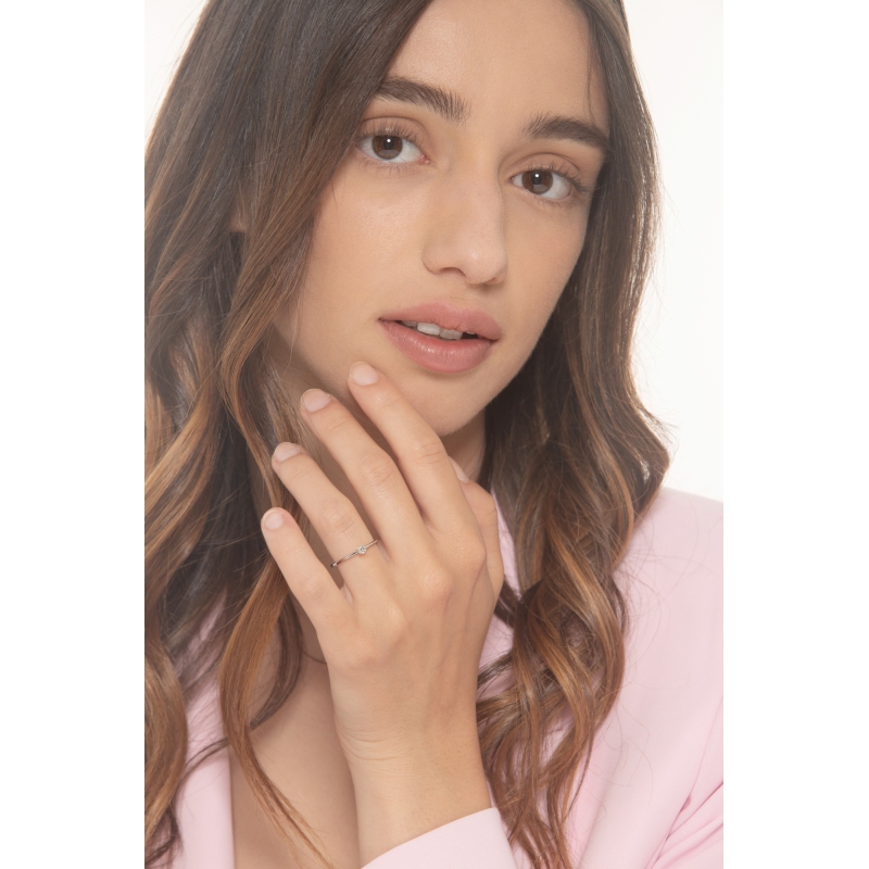 Solitärring Diamant 0,10 Karat Weissgold