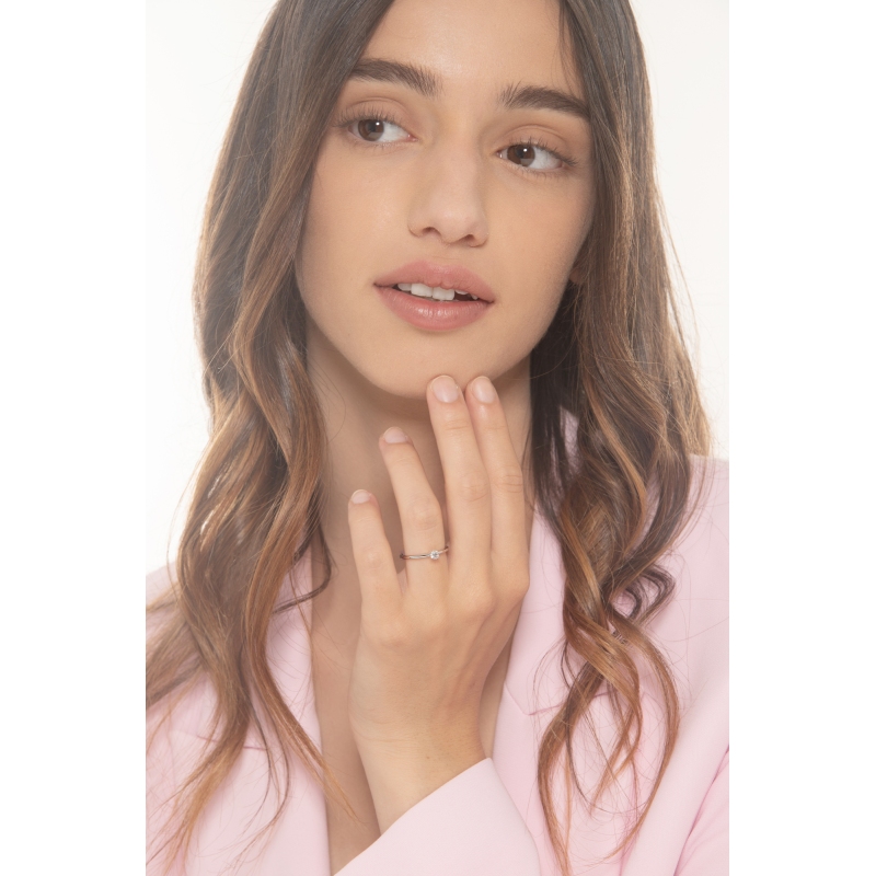 750er Weißgold Antragsring mit Diamant 0,15 kt