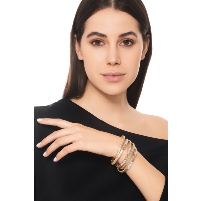 Modernes Armband Weissgold Gelbgold 18K mit Diamanten