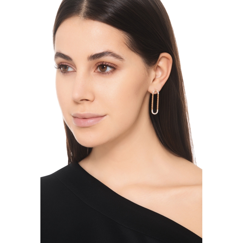 Klammer ovale Ohrringe Roségold mit Diamanten