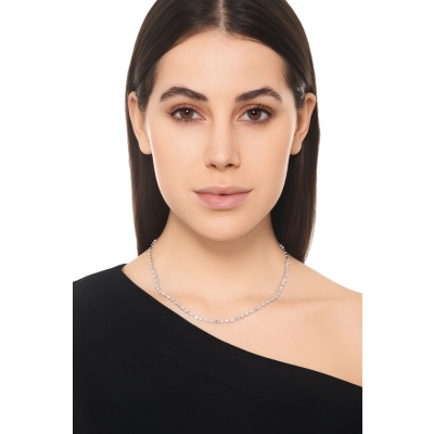 Designer Diamantkette Damen Weissgold