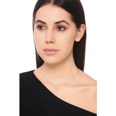 Buchstabenkette K Diamanten aus 18K Weissgold