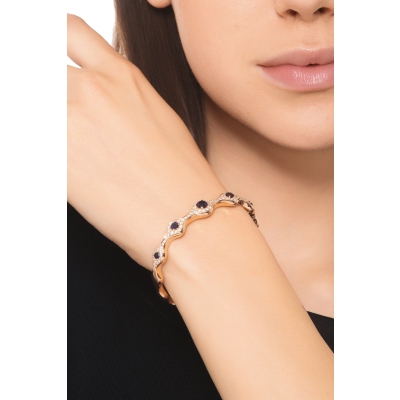 Armreif Roségold 18K mit Saphir blau und Diamanten