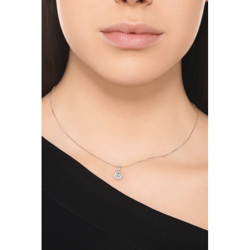 Aquamarin Halskette mit Diamanten Weissgold