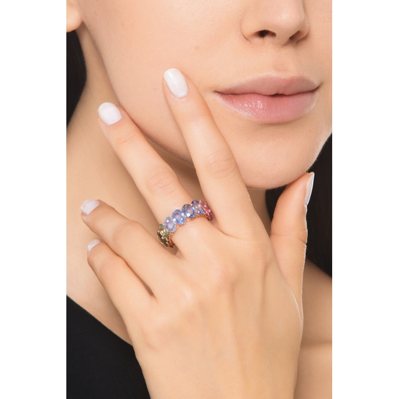 Roségold 750 Saphir Rainbow Ring 