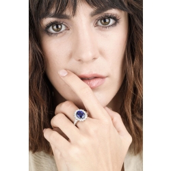 Saphir Ring mit Diamanten Damen 18K Weißgold 2