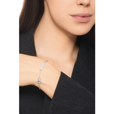 Armband Weissgold Kinder mit Bärchen und Gravurplatte