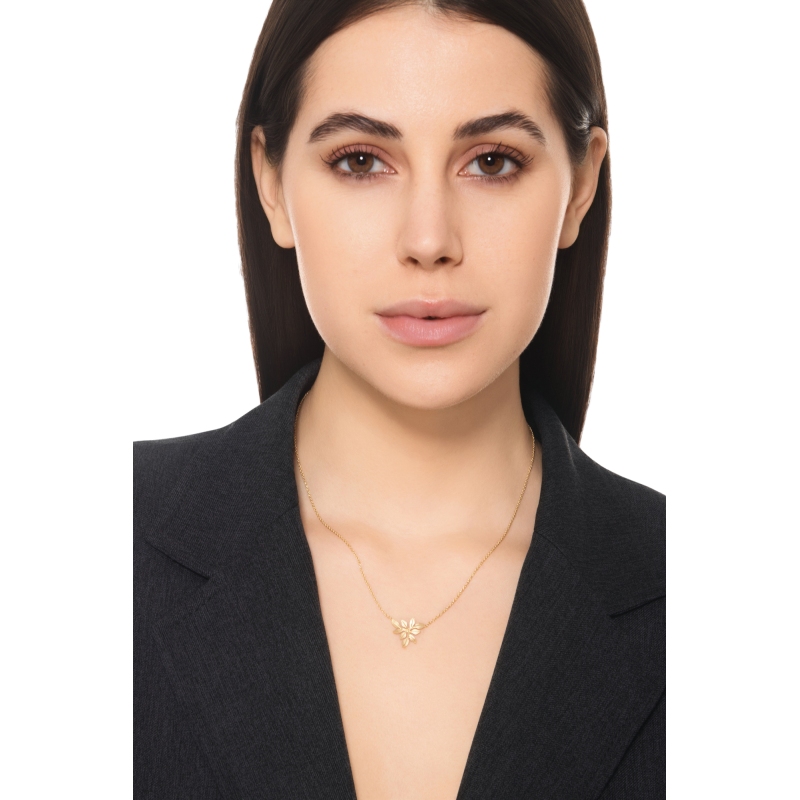 Halskette mit Blattanhänger aus 750er Gelbgold