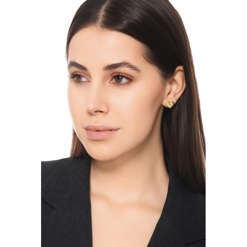 Gerillte Herz-Ohrringe aus 18 Karat Gelbgold