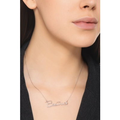 18K Weißgold Namenskette mit Wunschtext 7 bis 10 Buchstaben