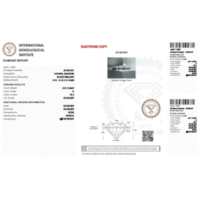 IGI-zertifizierter Diamant CT 0,51   D    VS2