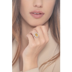 Halo Ring mit Citrin und Diamanten Weißgold 2