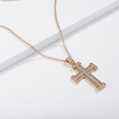 Herren Kette Gelbgold 18K mit Kreuz-Anhänger aus Diamanten