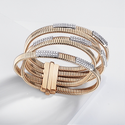 Modernes Armband Weissgold Gelbgold 18K mit Diamanten