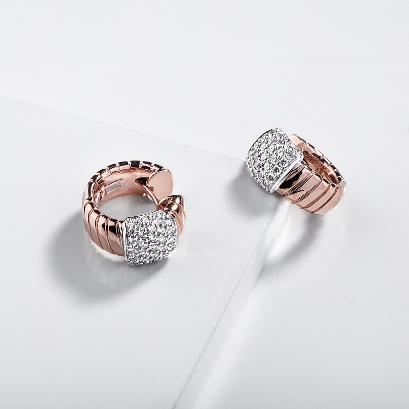 Creolen Roségold 750 mit Diamanten Pavé