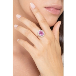 Halo Damenring Weißgold 750 mit Rosa Saphir und Brillanten 2