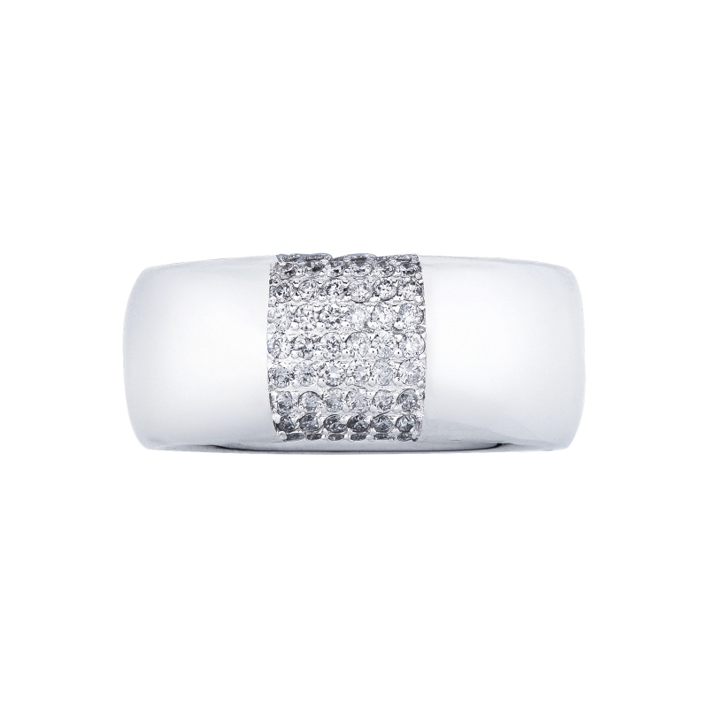 Herren Bandring mit Diamanten Pavé Weissgold