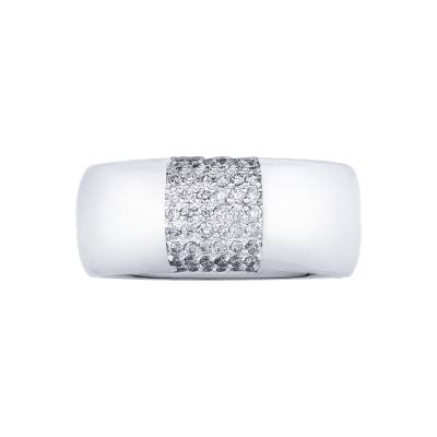 Herren Bandring mit Diamanten Pavé Weissgold