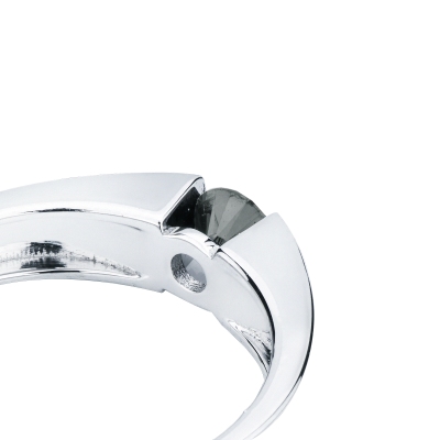 Schwarzer Diamant Weissgold Herrenring Spannfassung