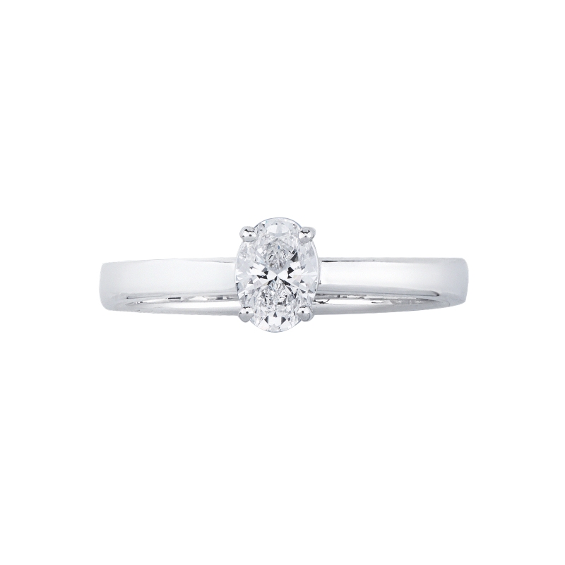 Antragsring mit Diamant Ovalschliff 0.50 Kt GIA aus 18K Weißgold