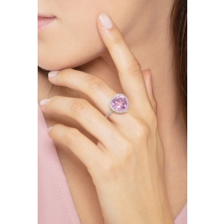 Verlobungsring Weißgold mit Diamanten und rosa Saphir im Herzschliff 2