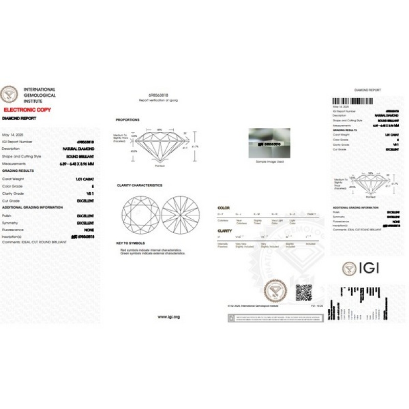 IGI-zertifizierter Diamant CT 1,01   E  VS1
