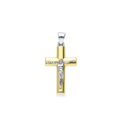 Gelbgold Weißgold Kreuz Anhänger 