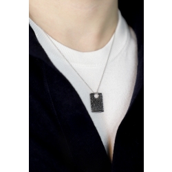 Halskette aus 750er Weißgold mit Platte aus schwarzen Diamanten 2