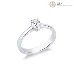 Antragsring mit Diamant Ovalschliff 0.50 Kt GIA aus 18K Weißgold