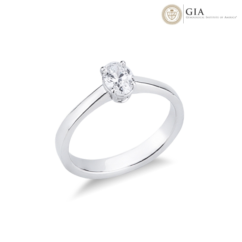 Antragsring mit Diamant Ovalschliff 0.50 Kt GIA aus 18K Weißgold
