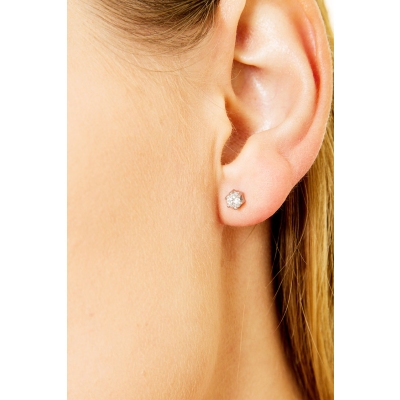 Einzelner Ohrstecker Weißgold 750 Diamant 0,15 kt 