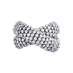 Cross-Over-Ring Weissgold mit Diamanten 2