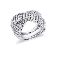 Cross-Over-Ring Weissgold mit Diamanten