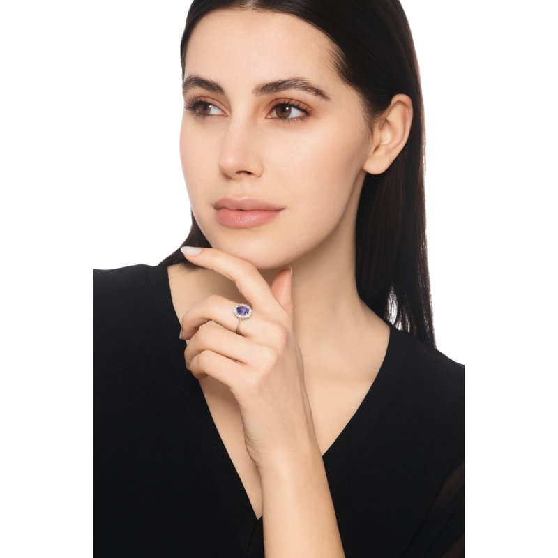 Tansanit Ring 750er Weißgold mit Brillanten 