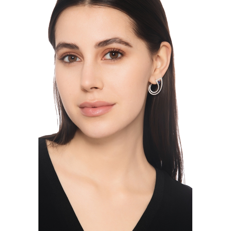 Weissgold Designer Ohrringe Saphir Diamanten