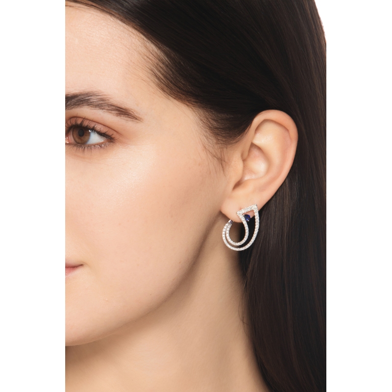 Weissgold Designer Ohrringe Saphir Diamanten