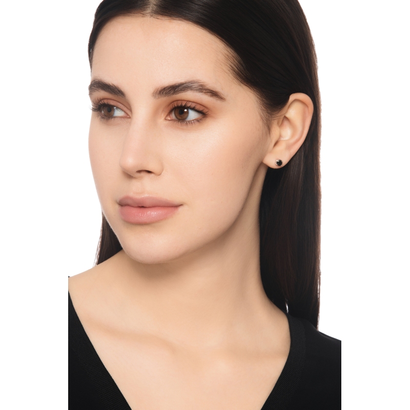 Weißgold 750 einzelner Ohrstecker mit einem schwarzen Diamant, 0,40 kt