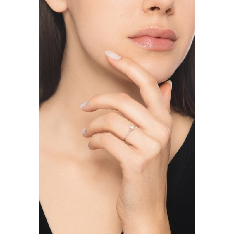 750er Weißgold Antragsring mit Diamant 0,15 kt