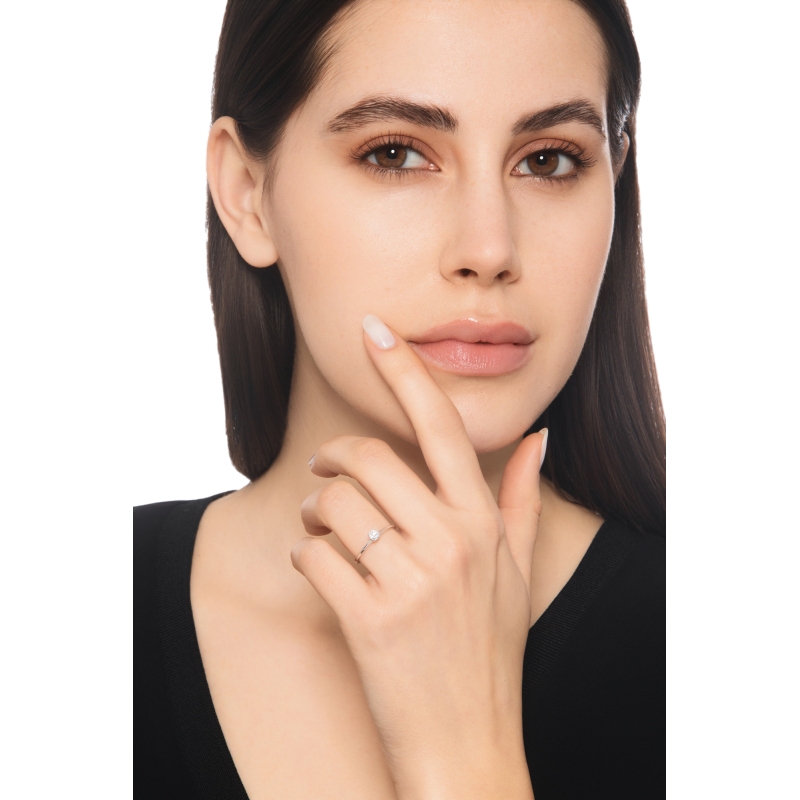 Diamantring Solitär Ring 18 Karat Weißgold 