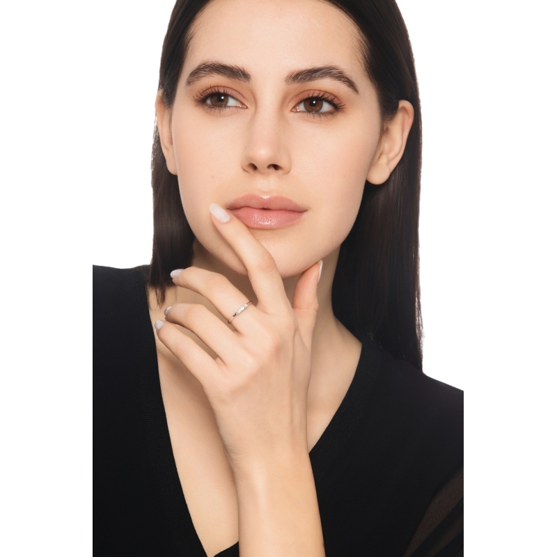 Drei Diamanten Weissgold Damenring 