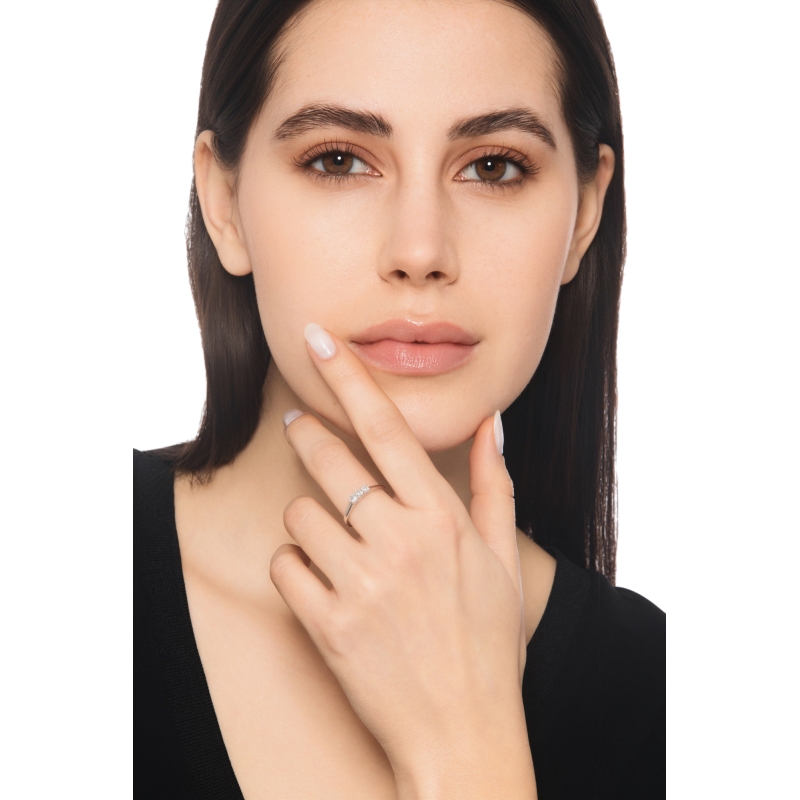 Damenring 3 Diamanten Weissgold 750