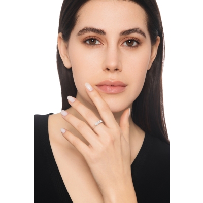 Weißgold Verlobungsring 3 Diamanten 0,90 kt