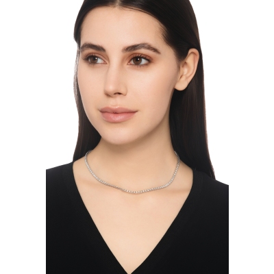 Weißgold 750 Tennis Kette mit Diamanten