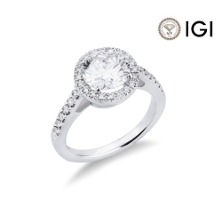 Verlobungsring mit Diamant 2 Karat IGI aus Weißgold 18K 