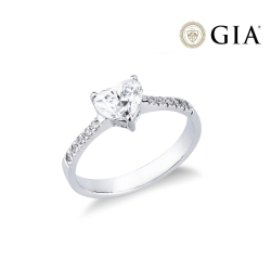 Ring mit Diamant Herzschliff 1 Karat GIA aus Weißgold 18K