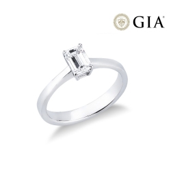 Verlobungsring mit Diamant Smaragdschliff 0.70 kt GIA aus Weißgold 18K
