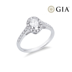 Antragsring mit Diamant Ovalschliff 0.50 kt GIA aus Weißgold 18K